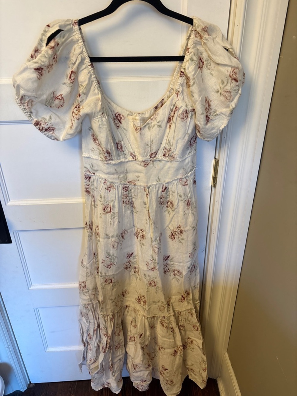 Loveshack Fancy Women’s Floral Puff-Sleeve Maxi Dress - Cream with Rose Print